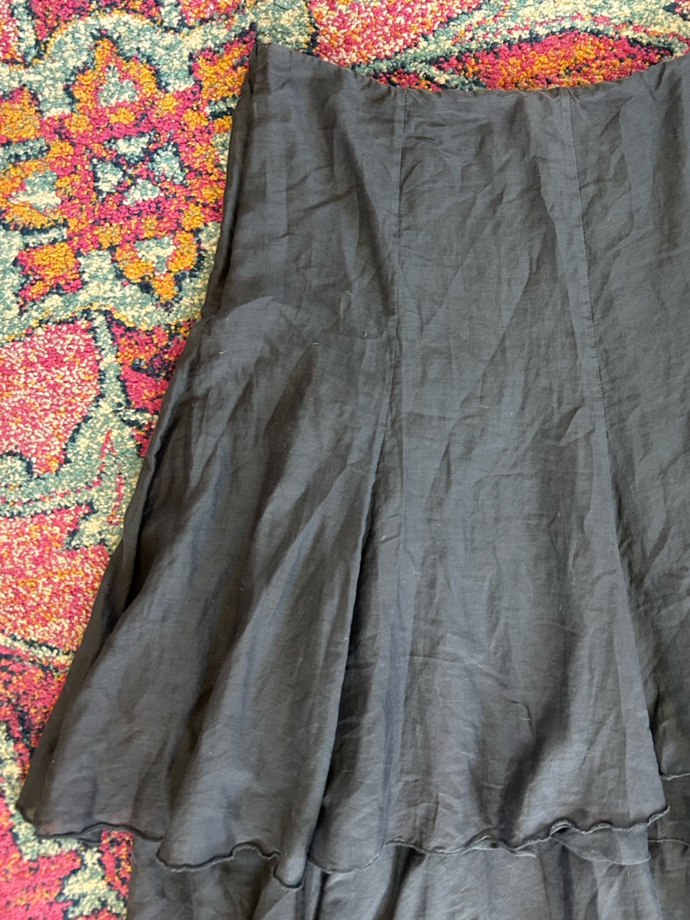 CAbi | Women’s Charcoal Grey Silk Blend Asymmetrical Layered Ruffle Skirt Size 8 - Picture 9 of 14